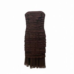 Vintage strapless ruffled silk lace midi dress by Carmen Marc Valvo Couture